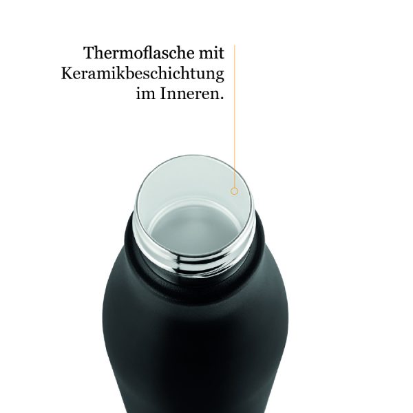 schwarze Edelstahlflasche mit Keramikinnenbeschichtung